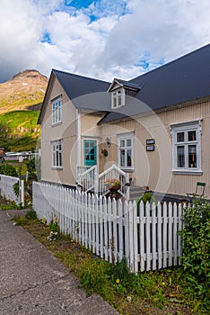 Traditional wooden houses at Seydisfjordur on Iceland