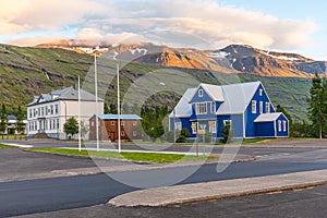 Traditional wooden houses at Seydisfjordur on Iceland