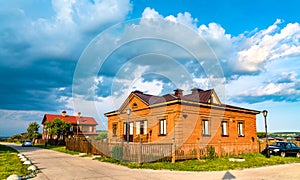 Traditional wooden houses on Sviyazhsk Island in Russia