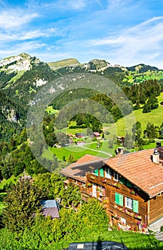 Traditional wooden houses in Wengen, Switzerland