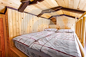 Traditional wooden interior with table and fixtures - mountain resort