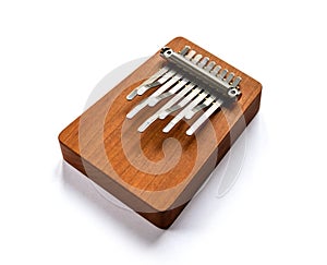 Traditional wooden kalimba isolated on white