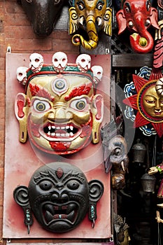 Traditional Wooden Masks, Kathmandu, Nepal