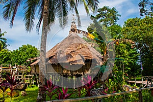 Traditional wooden Melanau houses. Kuching Sarawak Culture village. Malaysia