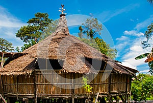 Traditional wooden Melanau houses. Kuching Sarawak Culture village. Malaysia