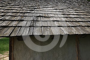 Traditional wooden roof tile of old house