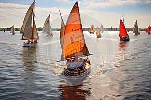 traditional wooden sailboats racing in a regatta