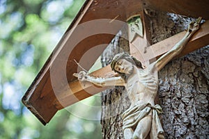 Traditional wooden scupture for a crucifix