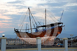 Traditional wooden ship in the harbor of Sur, Sultanate of Oman