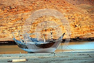 Traditional wooden ships in the harbor of Sur, Sultanate of Oman