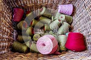 Traditional wool reels of the british waving and textile industry