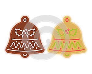 Traditional xmas cookies symbols: jingle bell. Flat christmas de