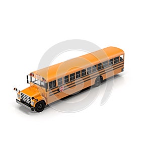 Traditional yellow schoolbus isolated on white 3D Illustration