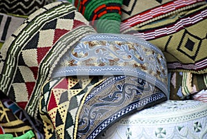 Traditional Yemeni men headdress at the market of Sana'a, Yemen