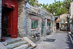 Traditional Yindingqiao Hutong street BeijingChina