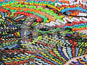 Traditional Zulu bead jewelery sold at a market in Durban South Africa photo