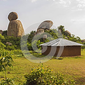 Traditionally built house structure in a rural area