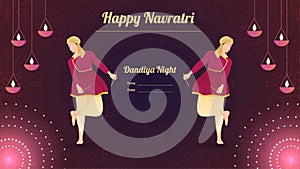 Traditionally dressed men with dandiya stick, Happy Navratri banner vector