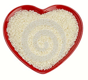 Traditionally Japanese Sushi Rice in red heart photo