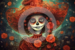 Traditionellen Make-up Day of Dead in Mexiko - Dia de los Muertos
