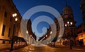 lights in the night in the heart of beautiful Seville the capital of Andalusia