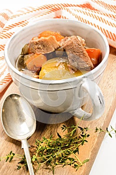 Traditonal irish stew in a mug