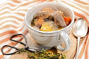 Traditonal irish stew in a mug