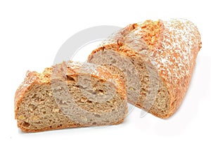 Tradtional homemade bread on white background photo