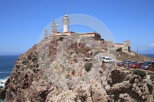 Cabo de Gata lighthouse in Almeria, Andalucia, Spain.