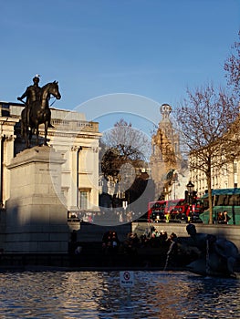 Trafalgar Square in the City of Westminster, Central London, United Kingdom