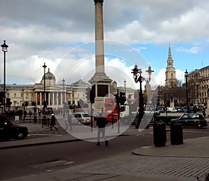 Trafalgar Square, National Gallery street view, London