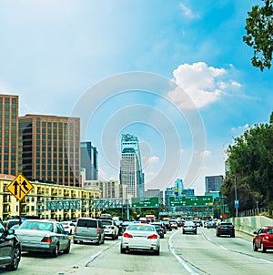 Traffic in 110 freeway in Los Angeles