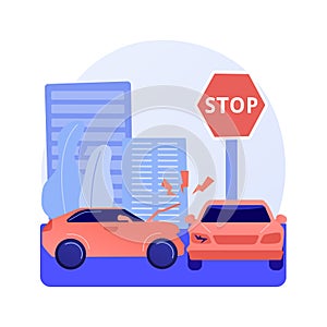Traffic accident abstract concept vector illustration.