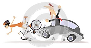Traffic accident. Bike accident - collisions with car