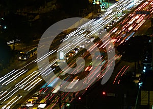 Traffic on Avenida 23 de Maio avenue in Sao Paulo at night