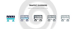 Traffic barriers icon in different style vector illustration. two colored and black traffic barriers vector icons designed in