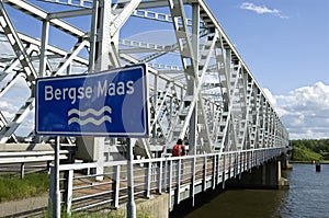 Traffic bridge Keizersveer over river Bergse Maas