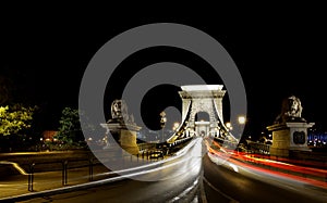 Traffic in the Budapest night