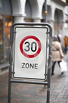 Traffic calmed zone with speed limit to 30 km h in Goslar in Germany