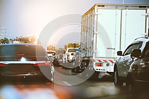 Traffic, cars on highway road on the countryside on sunset evening. car street road traffic transport, Cars on busy road driving