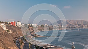 Traffic on Circuito de Playas road in Miraflores district of Lima aerial timelapse photo