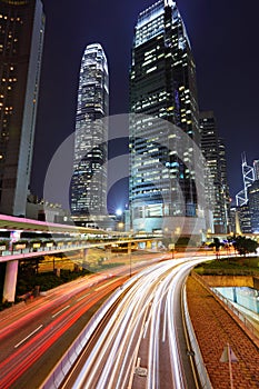 Traffic in city at night