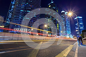 Traffic in city at night