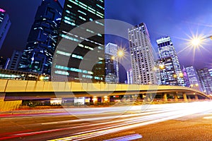 Traffic in city at night