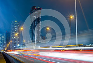 Traffic city night at Bangkok,Thailand