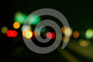 traffic in the city night Circular colorful bokeh light, abstract blur defocused background.