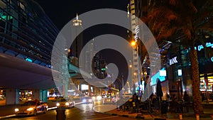 Traffic in the city at night IN DUBAII