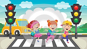 Traffic Concept With Funny Characters