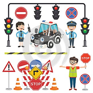 Traffic Concept With Funny Characters