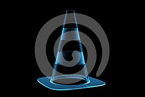 Traffic cone 3D xray blue